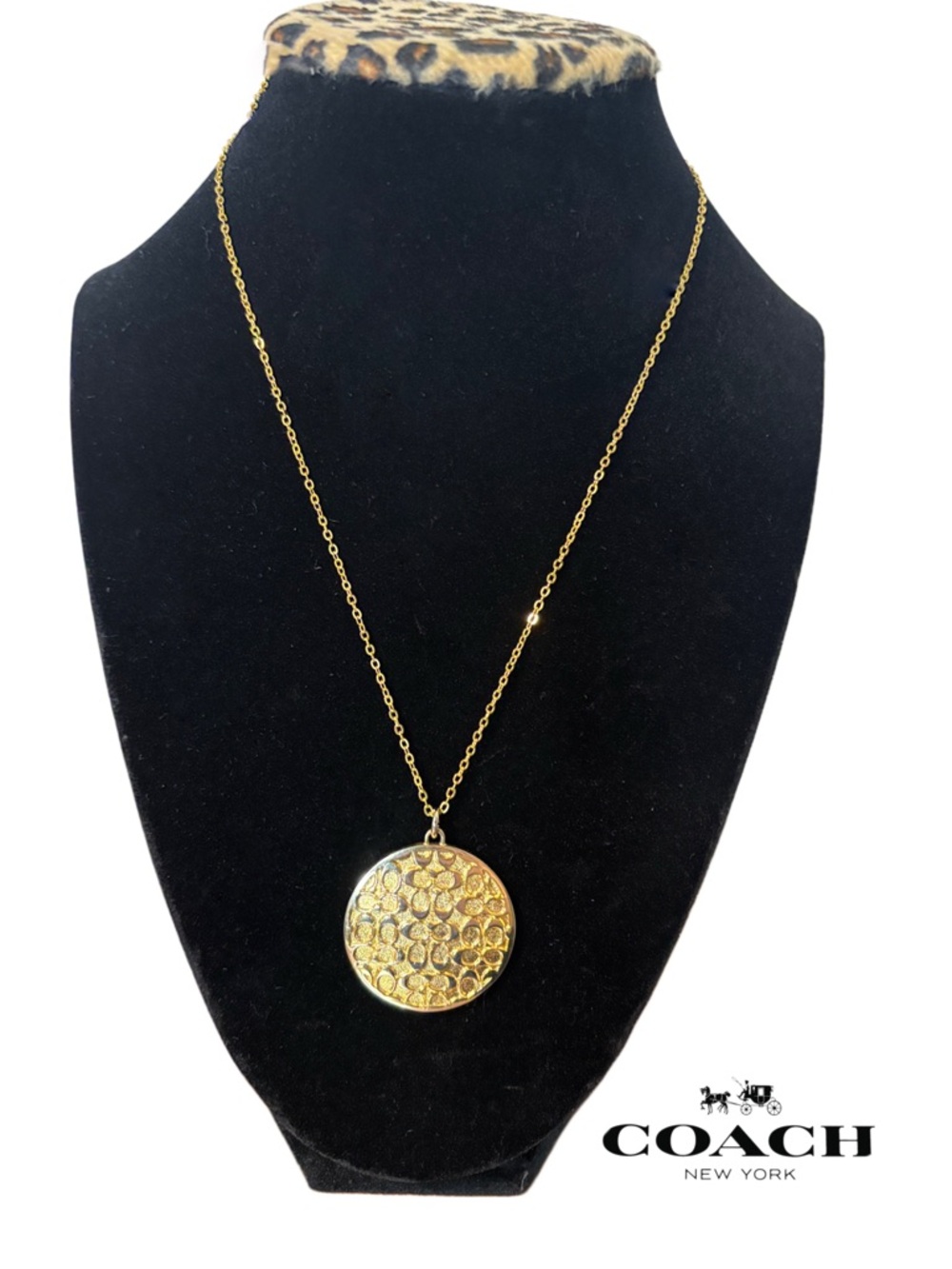 COACH Gold-Tone Circular C logo Pendant Necklace: 925 stamped chain